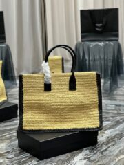 Saint Laurent Rive Gauche Tote Bag In Raffia 48cm - Image 7